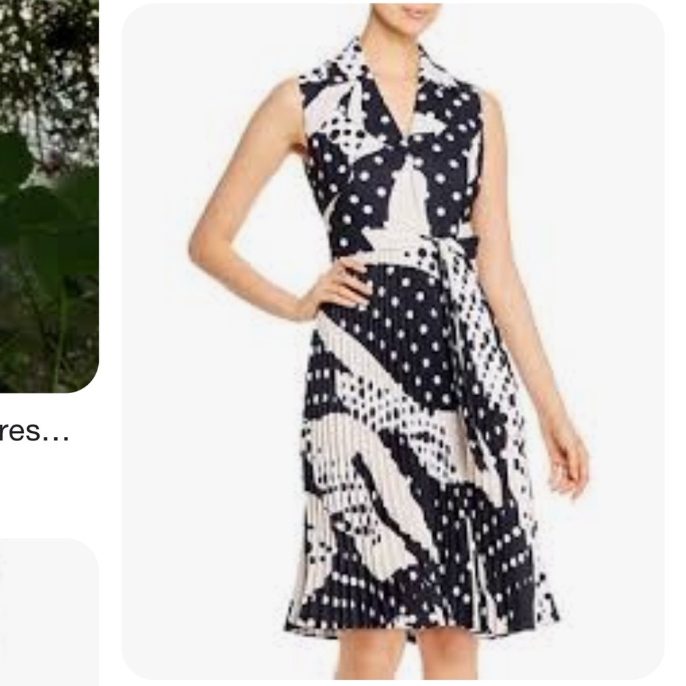 T TAHARI | Bloomingdale’s Polkadot Pleated Midi Dress women’s 10